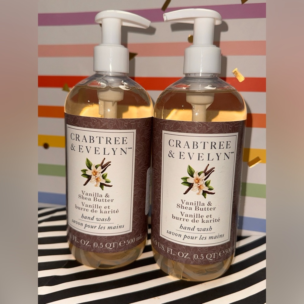 SET OF 2 NWT NEW CRABTREE & EVELYN Vanilla & Shea Butter Hand Wash Luxury Soap